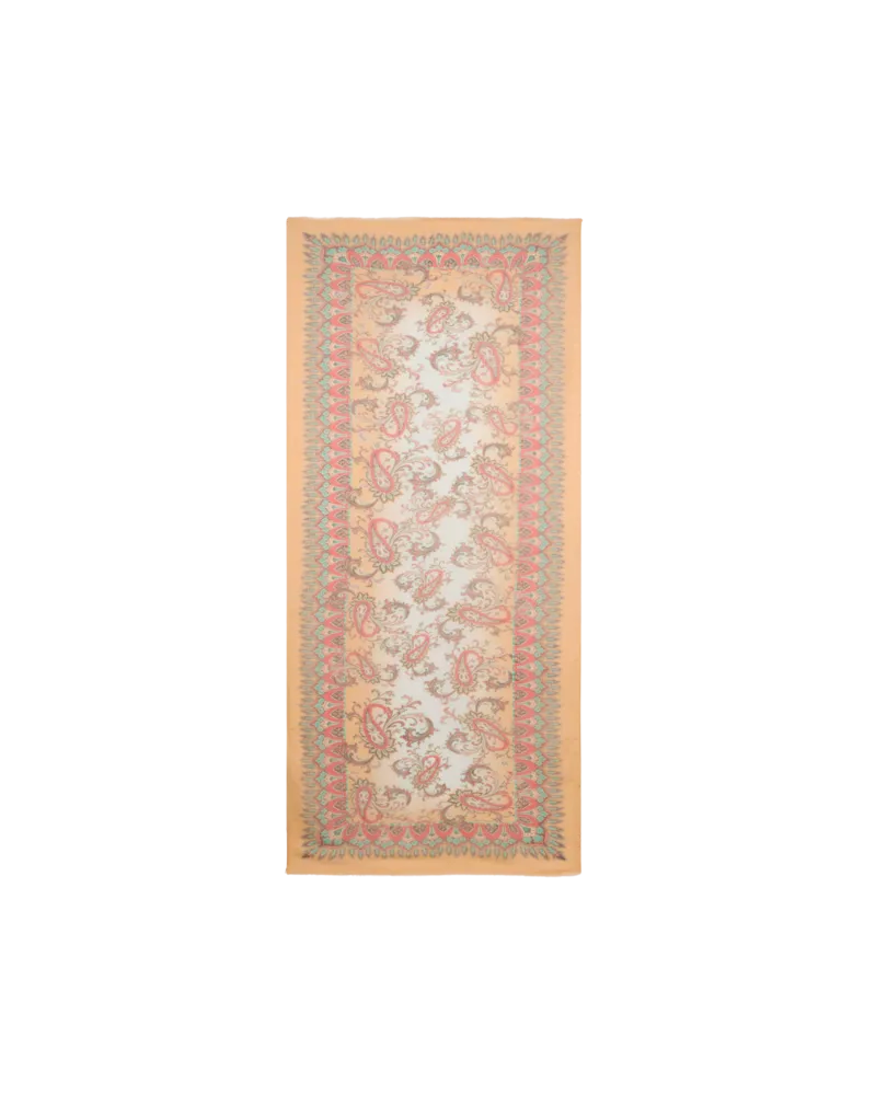 Etro Schal Aus Einer Leinenmischung Mit Floralem Paisley-motiv, Herren, Orange Orange