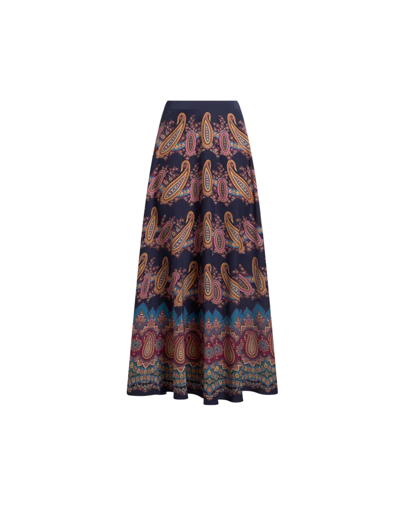 Etro Rock Aus Seide Mit Platziertem Druck, Damen, Blau, Größe Blau