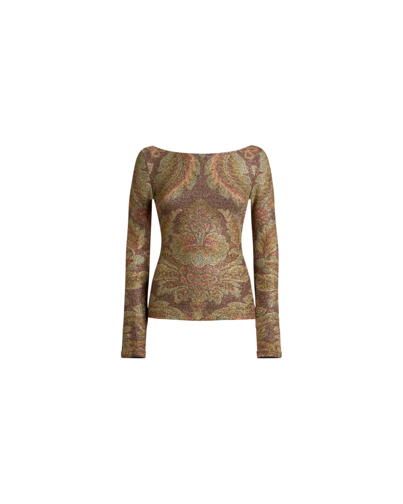 Etro Pullover Aus Jersey Mit Blumenmotiv, Damen, Braun, Größe Braun