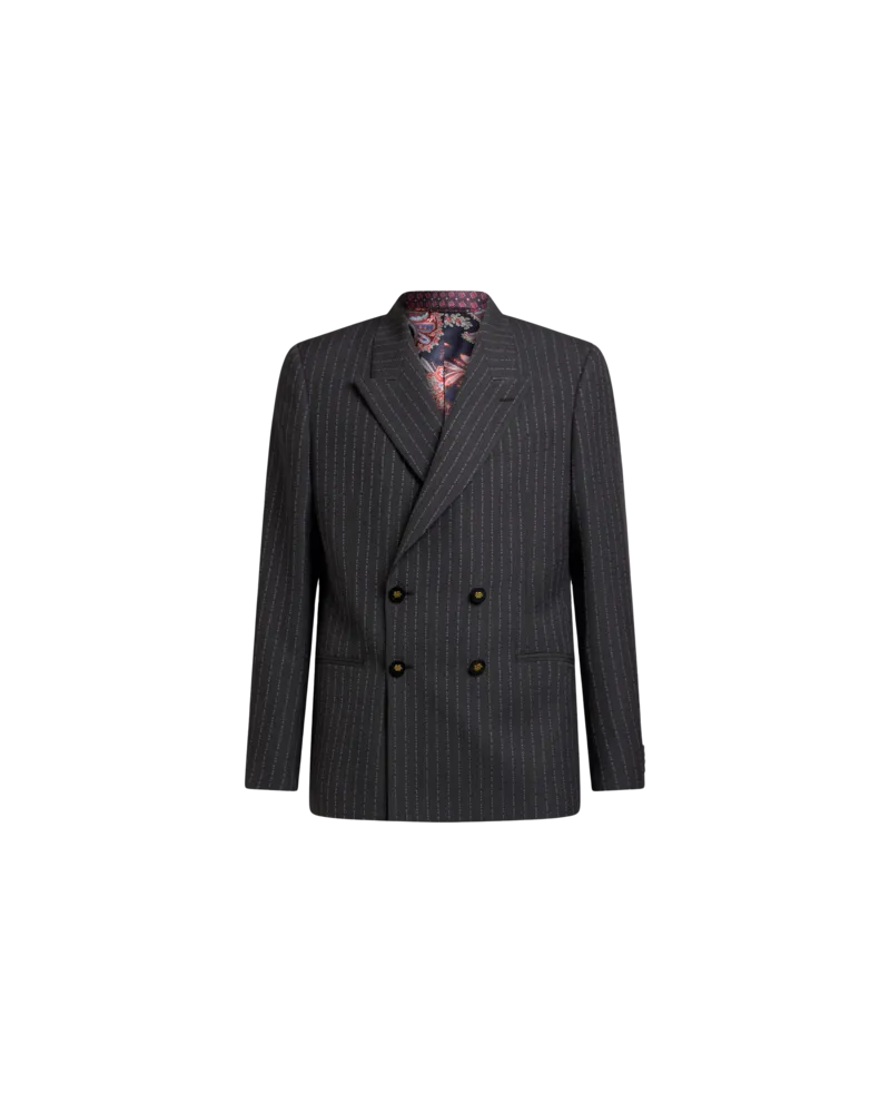Etro Blazer Aus Wolle Mit Nadelstreifen, Herren, Schwarz, Größe Schwarz