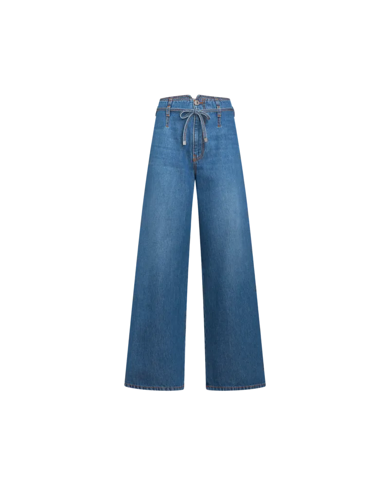 Etro Culotte-jeans Mit Gürtel, Damen, Blau, Größe Blau