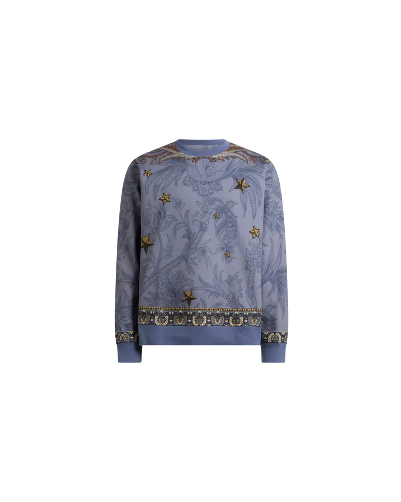 Etro Sweatshirt Aus Einer Baumwollmischung Mit Platziertem Pegaso-print, Herren, Hellblau, Größe Hellblau