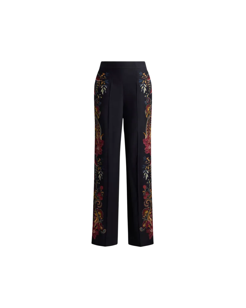 Etro Hose Aus Seide Mit Platziertem Floralem Paisley-print, Damen, Schwarz, Größe Schwarz
