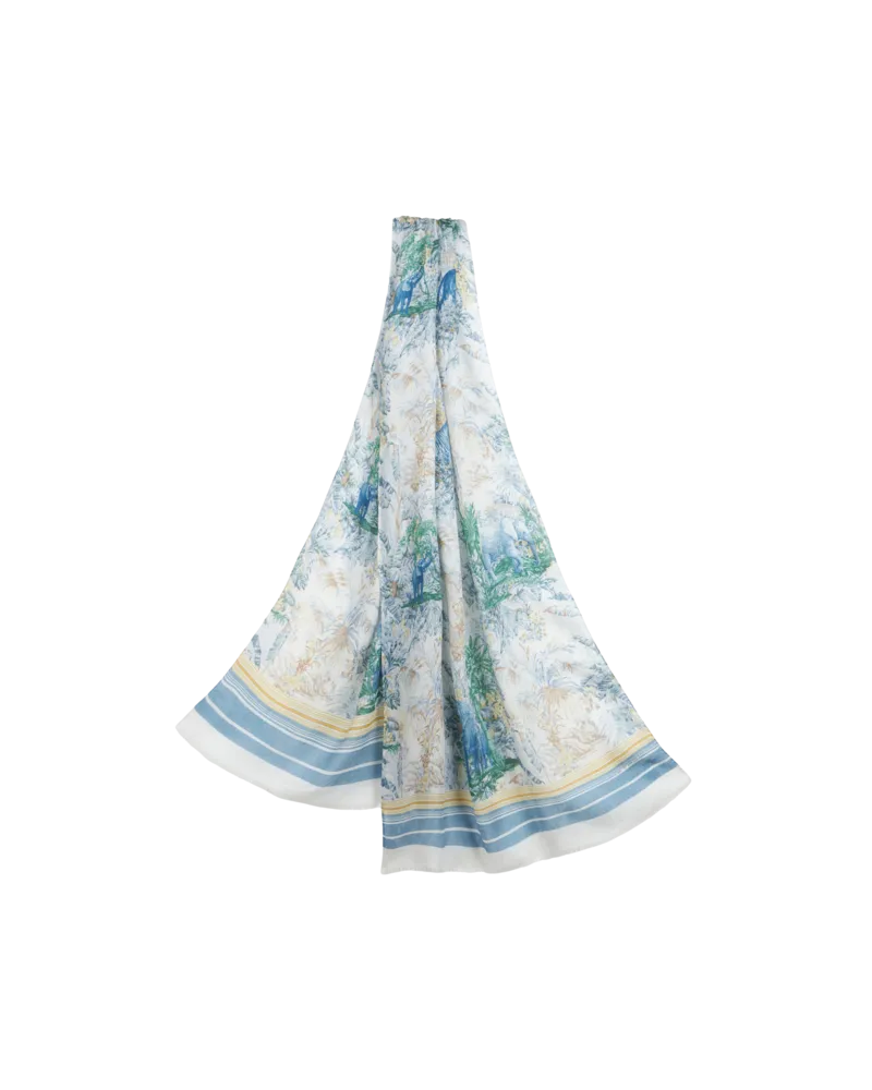 Etro Schal Aus Wolle Und Seide Mit Motiv, Herren, Hellblau Hellblau
