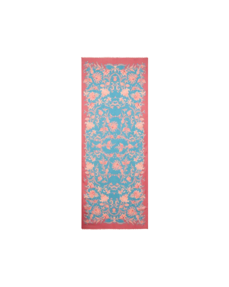 Etro Schal Aus Einer Kaschmirmischung Mit Floralem Motiv, Damen, Hellblau Hellblau