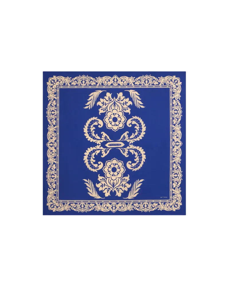 Etro Foulard Aus Seide Mit Floralem Print, Damen, Navyblau Navyblau