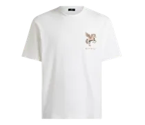 T-shirt Aus Baumwolljersey Mit Pegaso-stickerei, Herren, Weiß, Größe