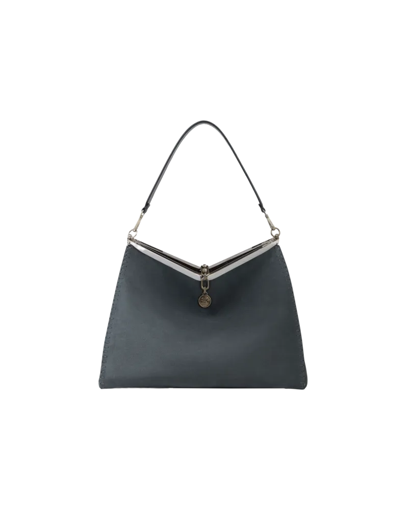 Etro Tasche Vela Gross Aus Nubukleder, Herren, Schwarz Schwarz