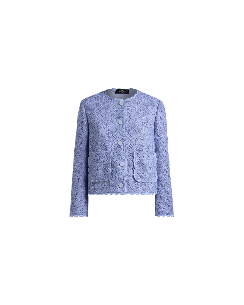 Etro Jacke Aus Makramee-spitze Mit Blumenmuster, Damen, Violett, Größe Violett