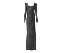 Langes Kleid Aus Jacquard-chenille Mit Paisley-foliage-motiv, Damen, Grün, Größe