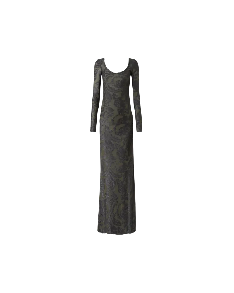 Etro Langes Kleid Aus Jacquard-chenille Mit Paisley-foliage-motiv, Damen, Grün, Größe Grün