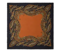 Schultertuch Aus Wolle Und Seide Mit Paisley-motiv, Damen, Orange