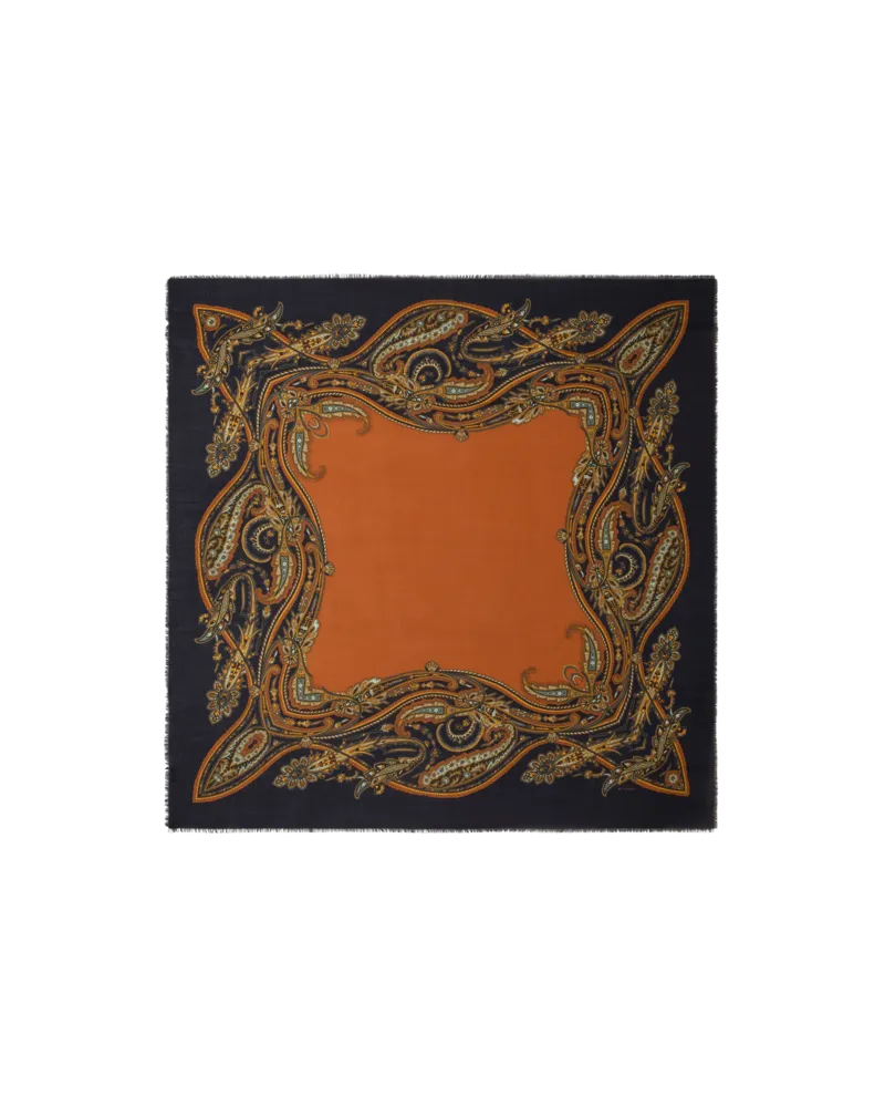 Etro Schultertuch Aus Wolle Und Seide Mit Paisley-motiv, Damen, Orange Orange