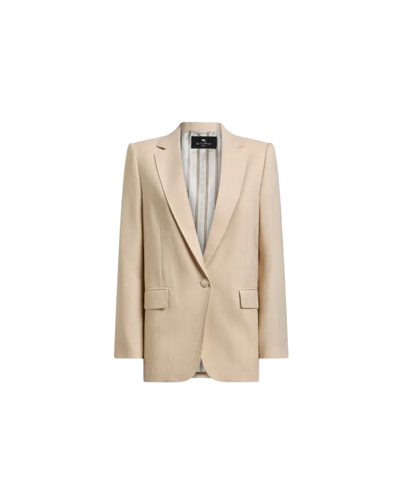 Etro Einreihige Jacquard-jacke Aus Wolle Mit Paisley-motiv, Damen, Beige, Größe Beige