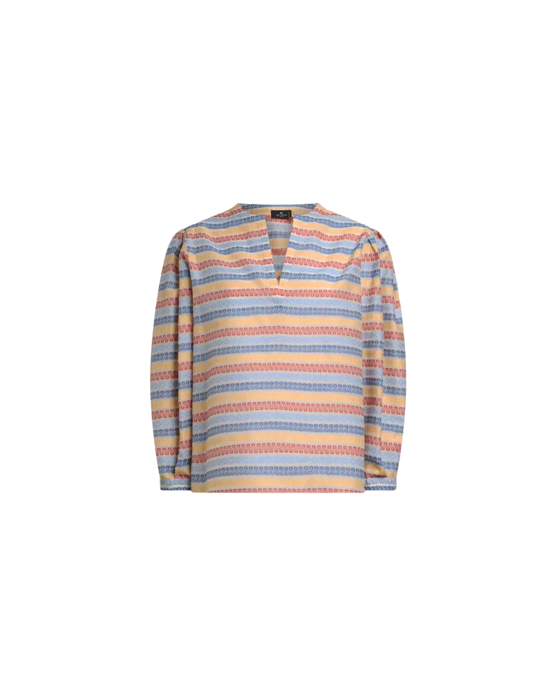 Etro Bluse Aus Einer Baumwollmischung Mit Jacquardmuster, Damen, Multicolor, Größe Multicolor