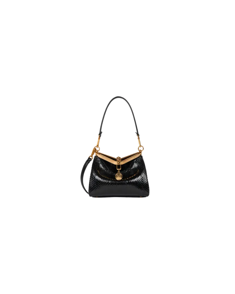 Etro Kleine Tasche Vela Aus Edlem Elaphe-leder, Damen, Schwarz Schwarz
