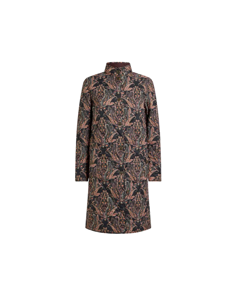 Etro Steppmantel Mit Floralem Paisley-motiv, Damen, Schwarz, Größe Schwarz