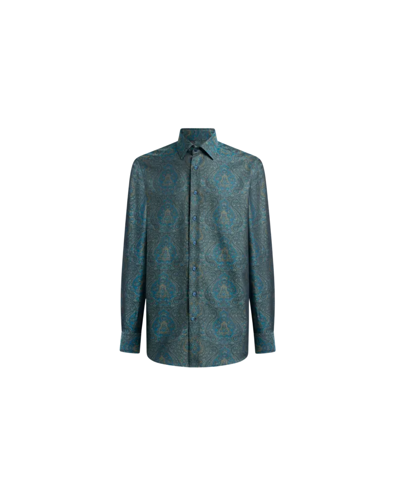 Etro Jacquard-hemd Aus Baumwolle Mit Ornamentalem Motiv, Herren, Grün, Größe Grün