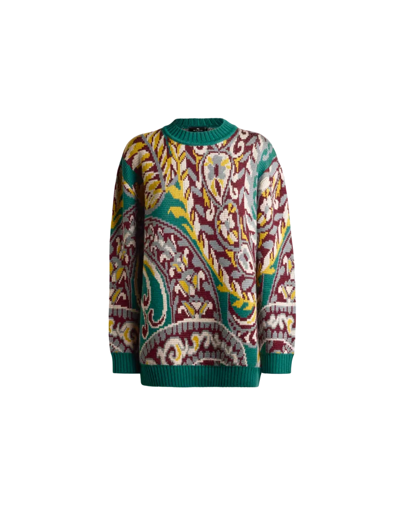 Etro Wollpullover Mit Paisley-jacquard-muster, Damen, Grün, Größe Grün
