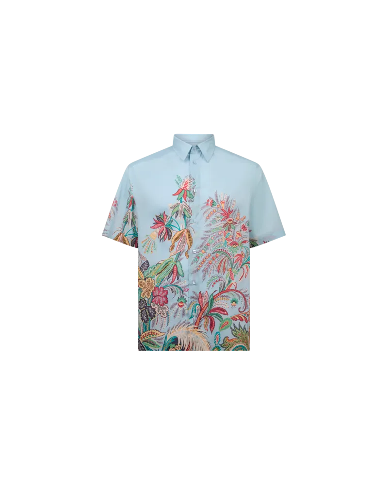 Etro Hemd Aus Baumwolle Mit Platziertem Floralem Druck, Herren, Hellblau, Größe Hellblau