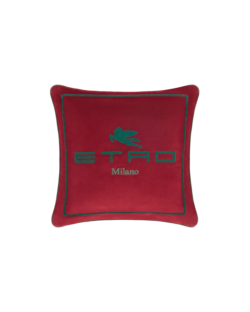 Etro Kissen Aus Baumwolle Und Wolle Mit Gesticktem Pegaso Und Etro-logo, Rot Rot