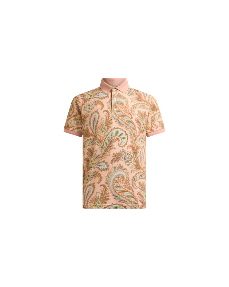 Etro Poloshirt Aus Baumwolle Mit Floralem Paisleymuster, Herren, Rosa, Größe Rosa