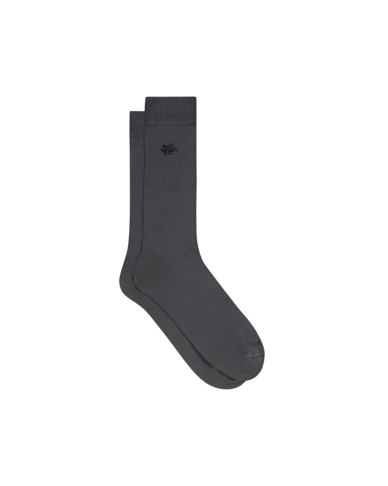Etro Socken Aus Einer Baumwollmischung Mit Pegaso-logo, Herren, Grau, Größe Grau