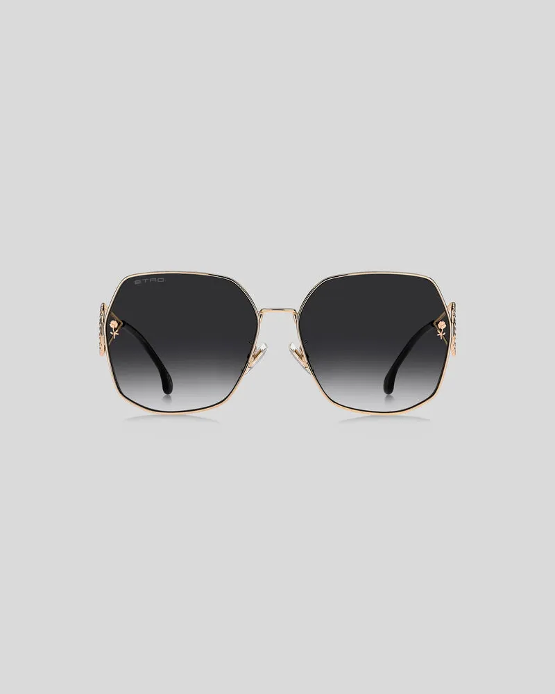 Etro Sonnenbrille Metal Paisley, Damen, Schwarz Schwarz