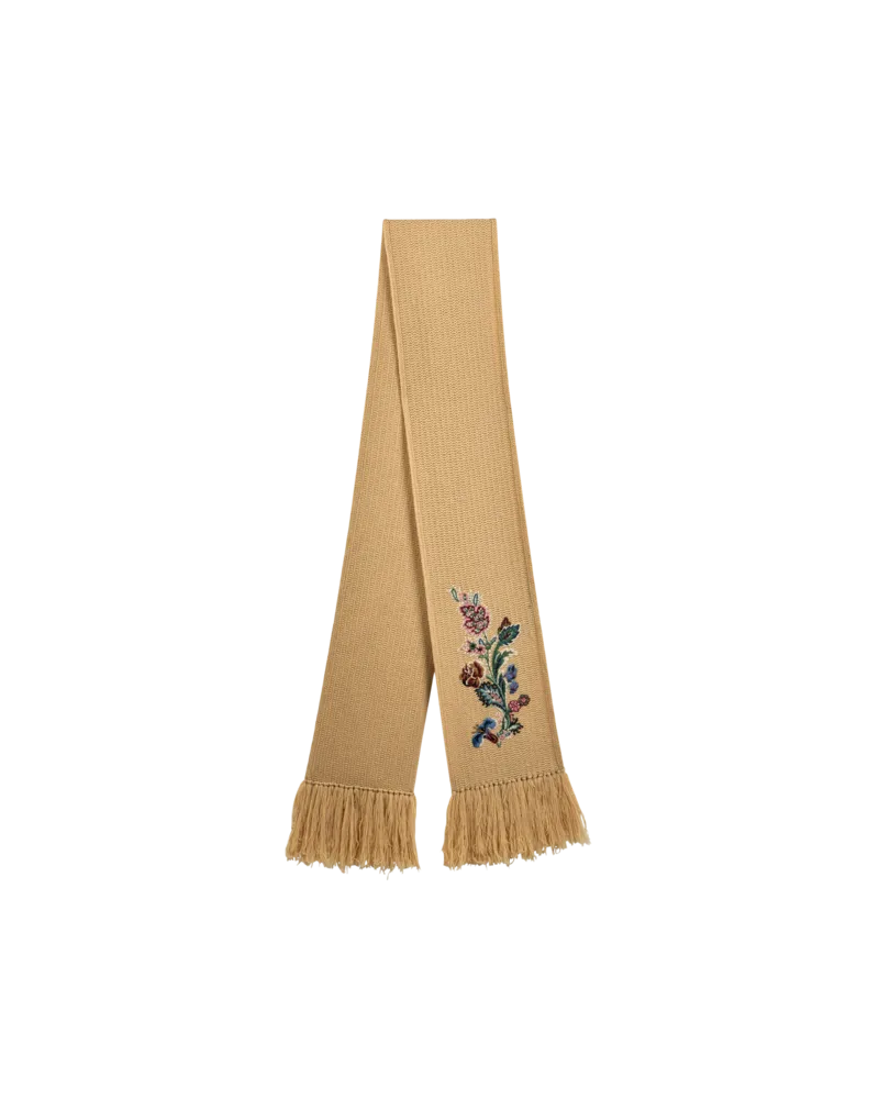 Etro Schal Aus Wolle Und Kaschmir Mit Stickerei, Damen, Beige Beige