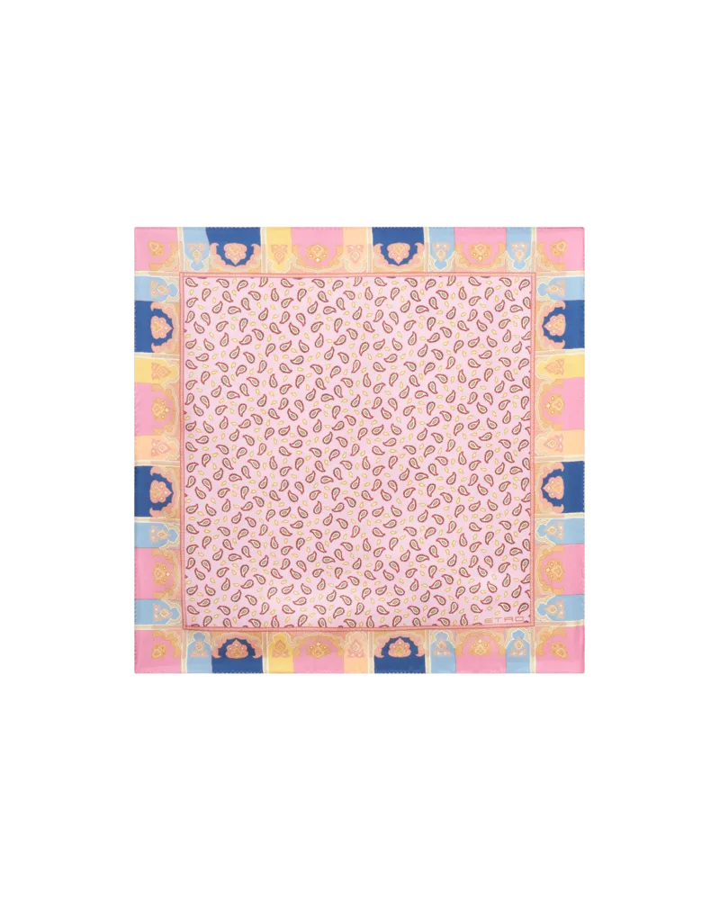 Etro Pochette Aus Seide Mit Paisleymuster, Herren, Rosa Rosa