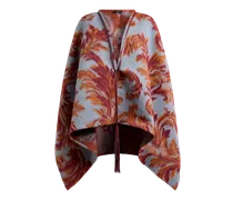 Cape Aus Einer Wollmischung Mit Ramage-jacquard-motiv, Damen, Hellblau