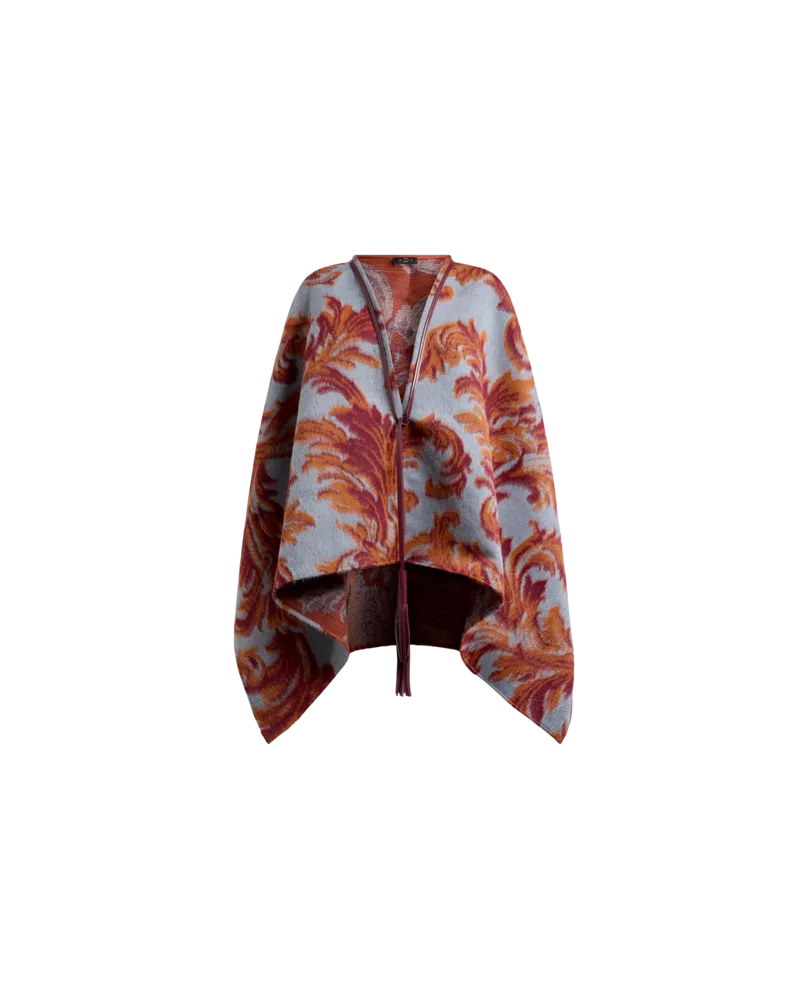 Etro Cape Aus Einer Wollmischung Mit Ramage-jacquard-motiv, Damen, Hellblau Hellblau