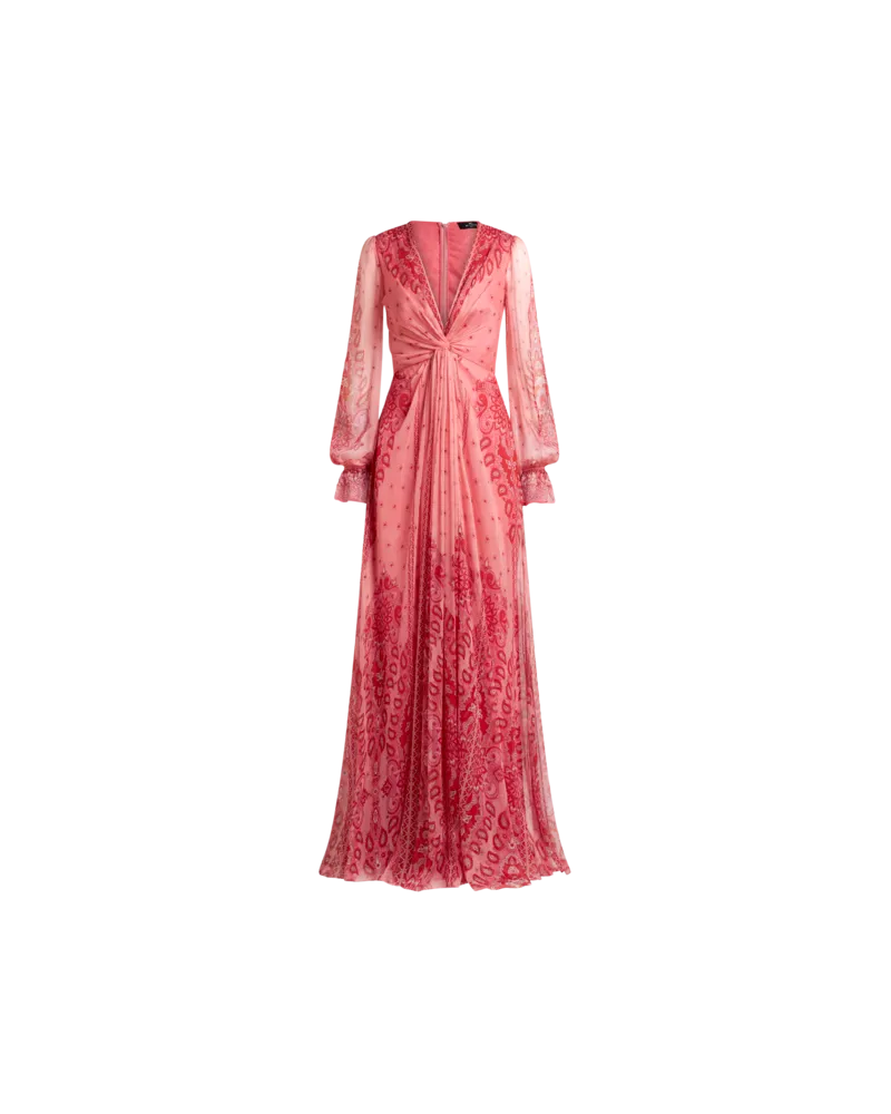 Etro Langes Kleid Aus Bedruckter Seide, Damen, Rosa, Größe Rosa
