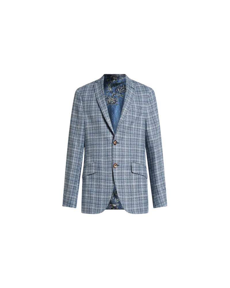 Etro Karierter Jersey-blazer Aus Wolle Und Baumwolle, Herren, Navyblau, Größe Navyblau