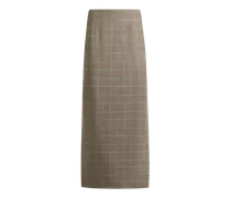 Midi-rock Aus Elastischer Wolle Mit Glencheck-muster, Damen, Beige, Größe