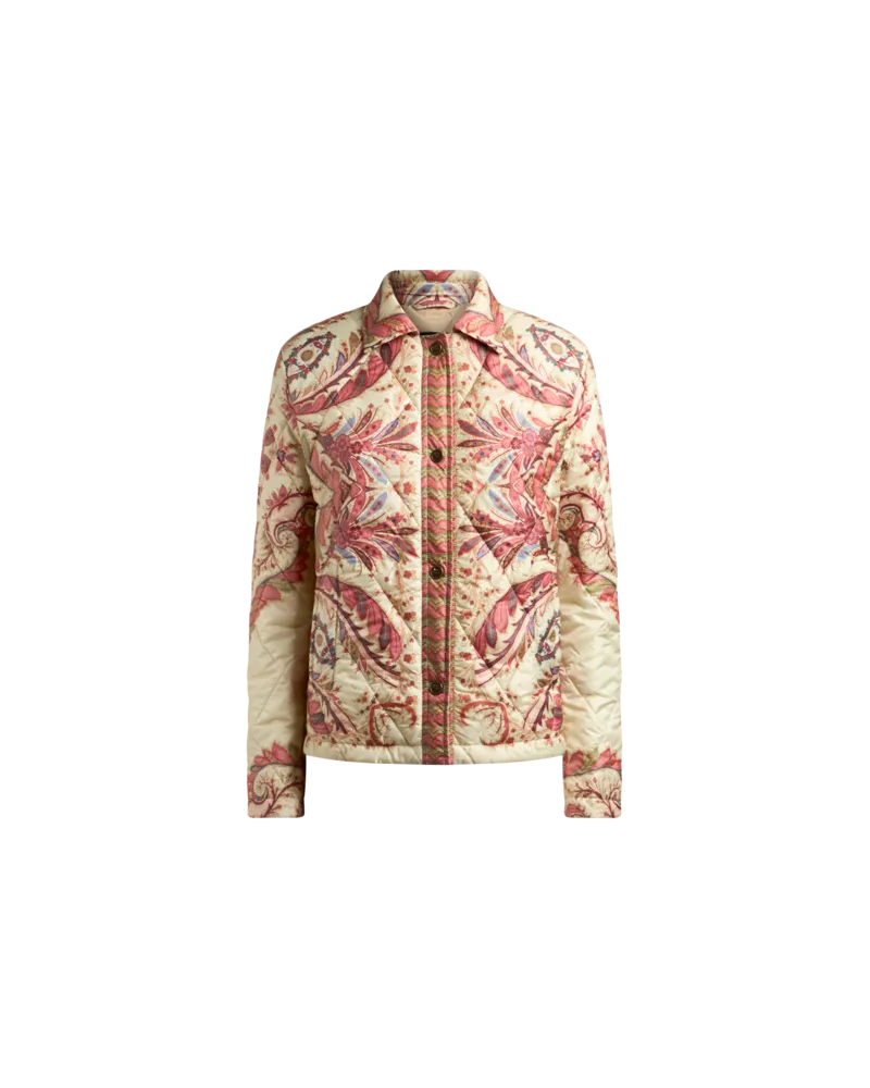 Etro Wattierte Jacke Mit Foliage-print, Damen, Weiß, Größe Weiß
