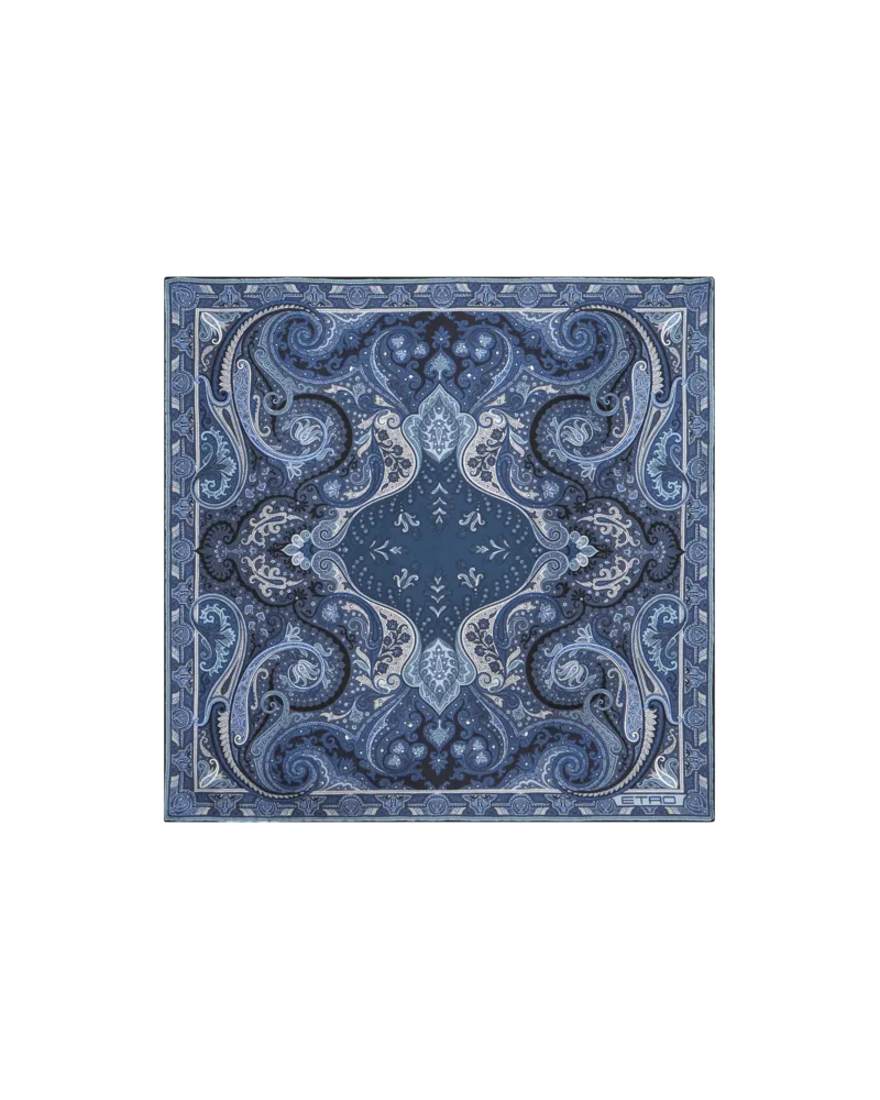 Etro Einstecktuch Aus Bedruckter Seide, Herren, Navyblau Navyblau