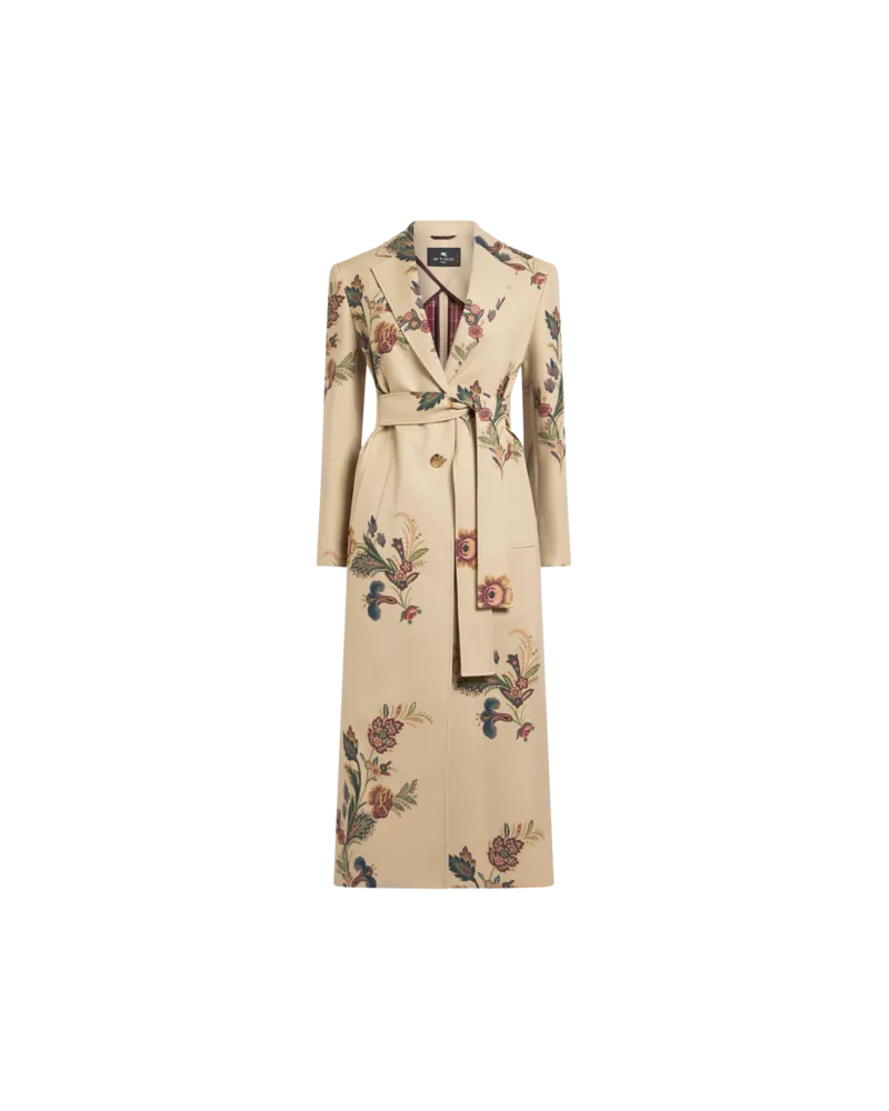 Etro Trenchcoat Aus Baumwolle Mit Blumenprint, Damen, Beige, Größe Beige