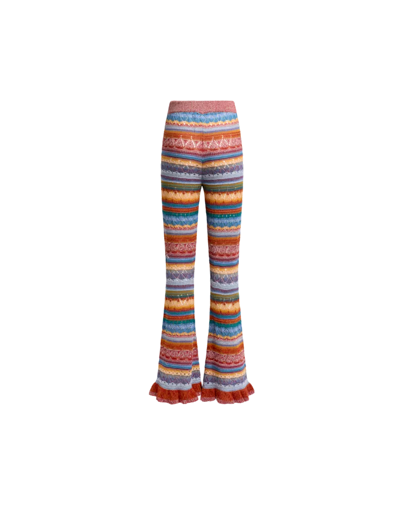 Etro Schlaghose Aus Ajour-strickstoff Aus Gestreifter Baumwolle, Damen, Multicolor, Größe Multicolor