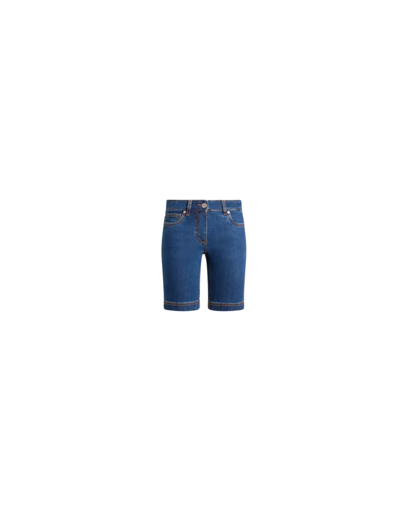 Etro Bermudashorts Aus Denim Mit Gesticktem Logo Auf Der Rückseite, Damen, Hellblau, Größe Hellblau