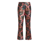 Jacquard-flare-hose Mit Floralem Motiv, Damen, Rosa, Größe