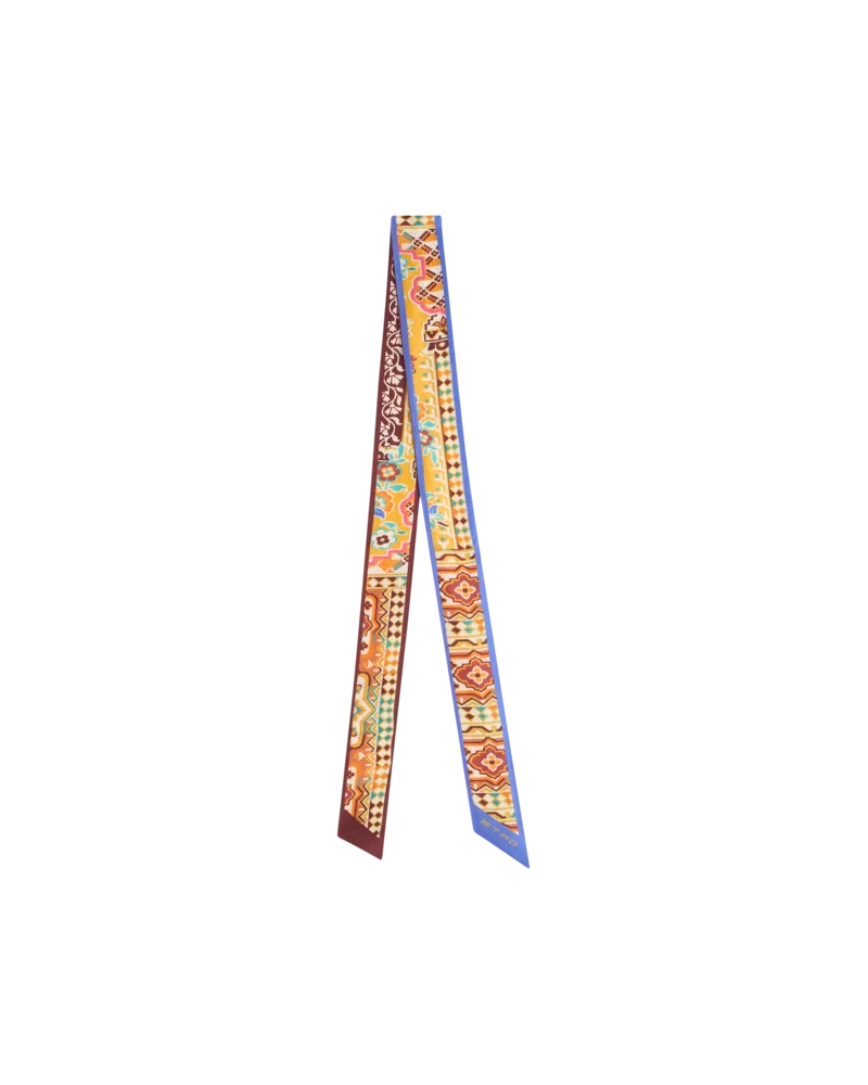 Etro Schmaler Schal Aus Bedruckter Seide, Damen, Bordeaux Bordeaux