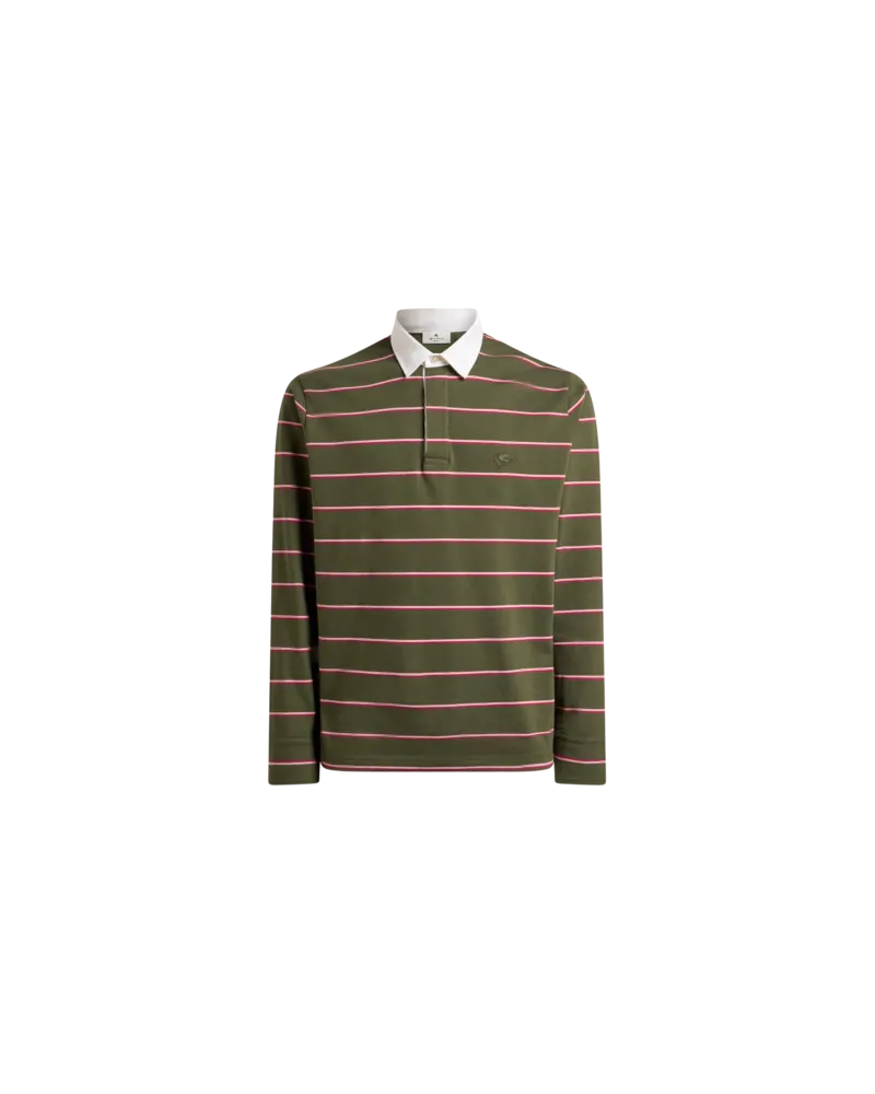 Etro Langärmeliges Poloshirt Aus Baumwolle Mit Hemdkragen Und Streifenmotiv, Herren, Grün, Größe Grün