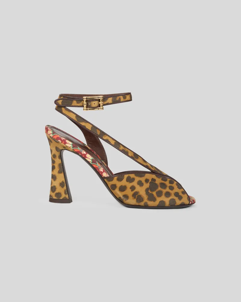 Etro Hohe Sandalen Aus Veloursleder Mit Animal-muster, Damen, Hellbraun, Größe Hellbraun