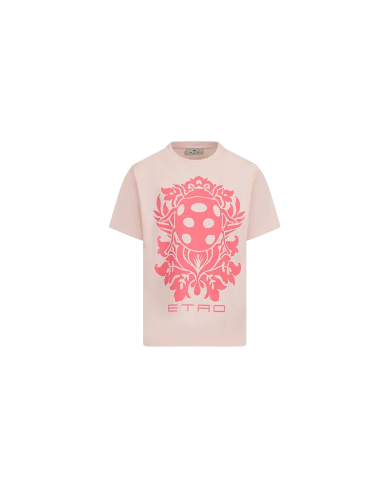 Etro T-shirt Aus Baumwolljersey Mit Platziertem Marienkäfer-print, Rosa, Größe Rosa