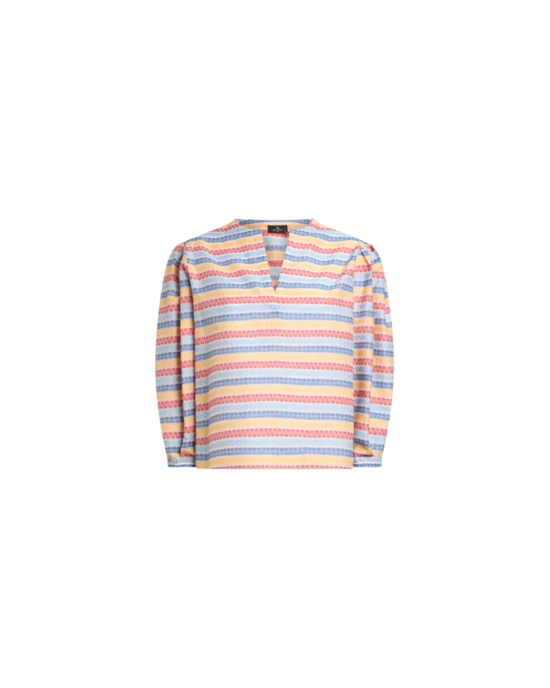 Etro Bluse Aus Einer Baumwollmischung Mit Jacquardmuster, Damen, Multicolor, Größe Multicolor