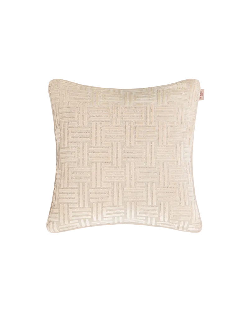 Etro Jacquard-kissen Aus Einer Baumwollmischung Mit Monogramm-motiv, Cremefarben Cremefarben