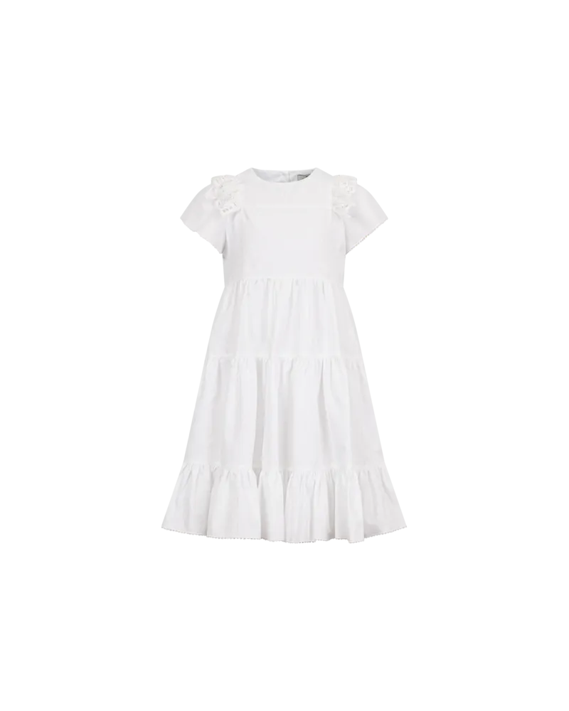 Etro Kleid Aus Reiner Baumwolle Mit Volant Aus Spitze, Weiß, Größe Weiß