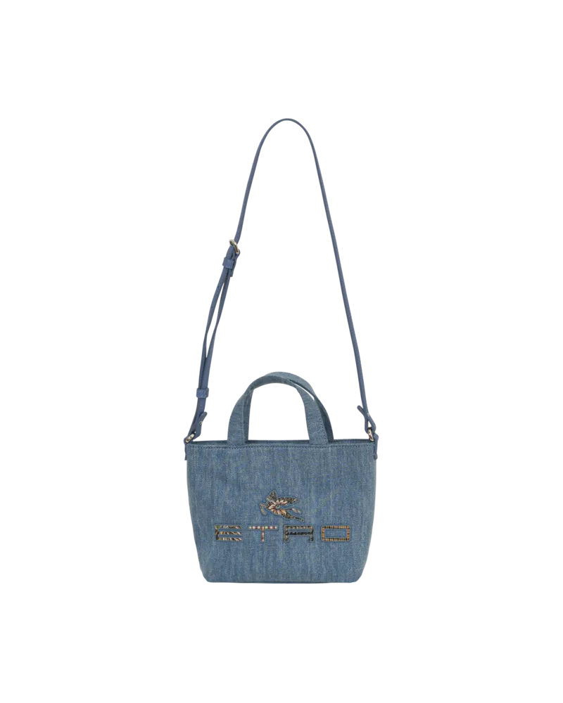 Etro Mini-shopper Aus Denim, Hellblau, Größe Hellblau