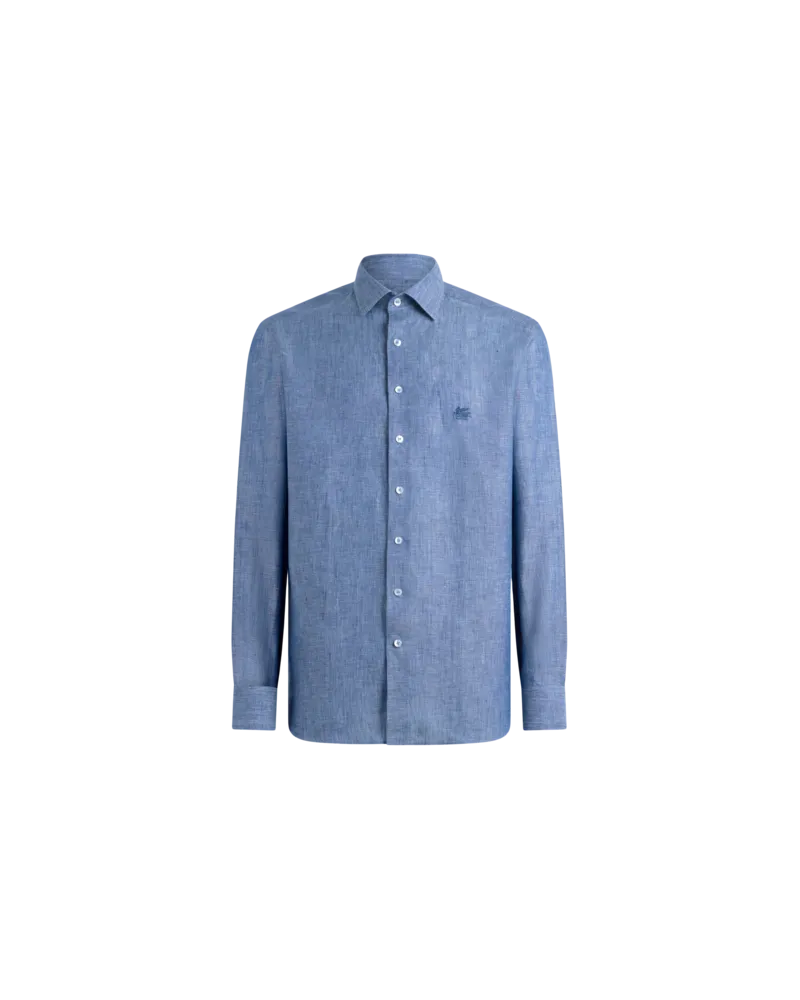 Etro Leinenhemd Mit Pegaso, Herren, Hellblau, Größe Hellblau